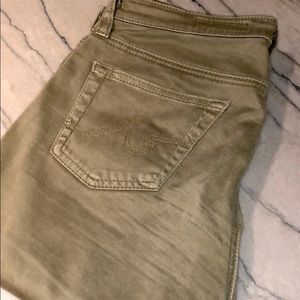 AG light green velvet skinny jeans